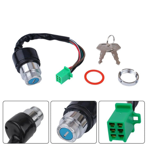 Motorcycle Ignition Key Lock Set For 12V Switches And 6 Wire Systems Dirt Bike Ignition Coil Lock Kit Replaces Faulty Ignition Switch Quick Install Ride Ready Secure Start For Unresponsive Engines shown with components