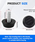 24 Pack Heavy Duty M6 Threaded Furniture Levelers Screw In Adjustable Leveling Feet size diagram with measurements