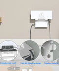 2-In-1 Wall Mount Bracket For Starlink Gen 3 V4 4X Mesh Router And Heavy Power Supply, Space Saving Dual Mount, Easy Install, UTR-32 Compatible, Keeps Router And Power Brick Secure And Organized. White wall-mounted bracket with cord storage