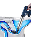 Rechargeable High Pressure Air Plunger For Clogged Toilets, Sinks, And Shower Floor Drains With PSI Gauge And 4 Plugs in use