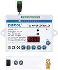 DIHOOL DC motor controller kit with wireless remote; front view, white enclosure with green terminal block.