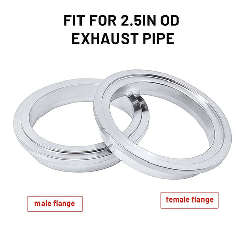 3 Inch Stainless Steel V Band Clamp Kit With Mild Steel Male And Female Flanges For Turbo Exhaust Downpipes And Racing