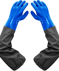 Heavy Duty 25 Inch PVC Chemical Resistant Waterproof Gloves For Chemical And Acid Work Long Rubber Safety Gloves Reusable Durable Blue Large Size