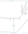 Diagram of Deer Buck Silhouette AR500 Steel Target 21 Inch By 30 Inch with mounting holes and disassembled antlers.