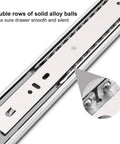Close-up of 20 Inch Soft Close Drawer Slides Two Pairs Beefy Heavy Duty Side Bottom Mount Rails Ball Bearing Full Extension