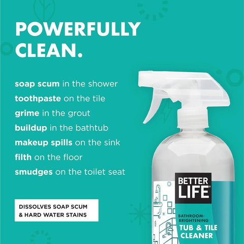 Tea Tree Bathroom Cleaner Spray For Glass And Tile, Foaming Mold And Mildew Remover For Tub And Shower, 32oz Pack Design