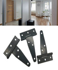 Four Six Pack Galvanized T Hinges Slotted Triangular Door Hinges 7.9 Inch Heavy Duty Rustproof Iron on white background