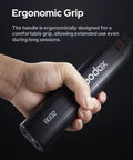 Ergonomic grip of BG02 Battery Grip 14.4V 6600mAh D Tap USB C For AD200 Pro II And ML LED Light in hand