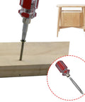 Grab And Go Mini Screwdriver Set For Home DIY And Quick Fixes, Double Ended With Flathead And Phillips Tips, shown in use on wood panel.