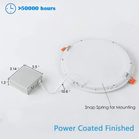 Slim 11 Inch Ultra Thin LED Recessed Light Kit With Junction Box 6000K Daylight 24W 110V Non Dimmable Canless Downlight 2150LM High CRI80 Four Pack Plus