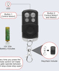 Replacement Gate Opener Remote For JUJIANG And GYXEL Openers, Keychain Transmitter with LED and buttons labeled 1 to 4