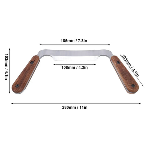 4 Inch HSS Drawknife With Twin Hickory Handles For Stripping Stubborn Bark Fast A Heavy Wood Shaping Tool, 108mm wide blade.