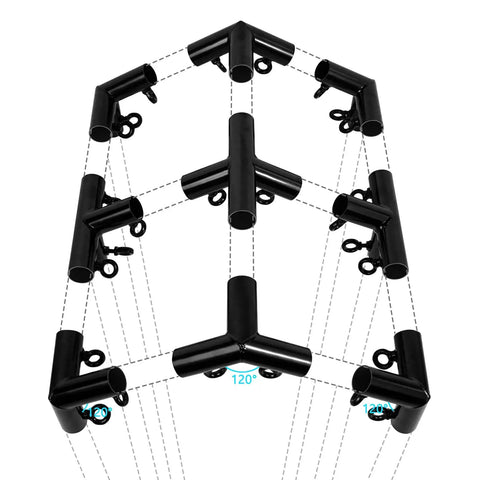 Six Leg Shade Canopy Fittings Set For Three Quarter Inch EMT Pipe With 120 Degree Elbow And Cross Connectors Corner Frame Kit For Easy Setup DIY Friendly Greenhouse Garden Shed Tent Backyard