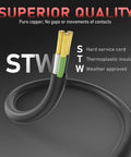 Cutaway of Beefy 50 Ft 8 AWG Welder Extension Cord 250 Volt NEMA 6-50P To 6-50R highlighting STW insulation layers