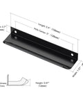 Diagram of 10 Pack Black Finger Edge Pulls For Cabinets And Drawers, 5.9 Inch Length 150mm With 5 Inch Hole Center 128mm, dimensions shown