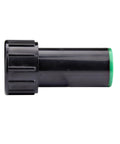 Side view of Half Inch Compression Hose End Cap Plug For Drip Irrigation Fits Half Inch Tubing Or Dripline With 0.620 Inch OD Black.