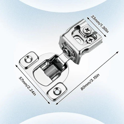 1 Inch Overlay Soft Close Concealed Cabinet Hinge With Screws, Heavy Duty 3D Alignment, Cold Rolled Steel Lever Arm, dimensions shown