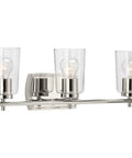 Adley Collection 3 Light Clear Glass Bath Vanity Light Polished Nickel Finish Wall Mounted Traditional Fixture