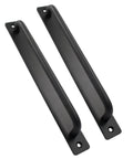 Bulletproof Barn Door Handle Pulls 9.6 Inch Matte Black Aluminum Alloy sliding door hardware, two-piece set close-up.