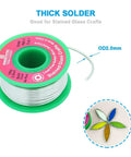 Lead Free Solder Wire For Stained Glass Craft And Art Soldering, 2.0mm Solid Core No Flux Core, 100g Pack, Sn99 Ag0.3 Cu0.7, Durable Silver Tone
