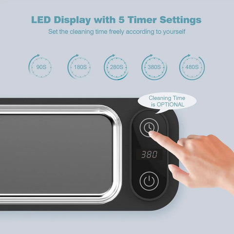 Pro Ultrasonic Jewelry Cleaner For Rings Glasses Dentures Retainers And Watches Stand 680ml Tank 5 digital timers display