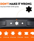 Close-up of 6-point star design center hole on 2 Pack High Lift Mower Blades For 46 Inch Decks, OEM Replacement for Cub Cadet Troy-Bilt