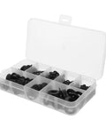 Heavy Duty Plastic Washer Assortment Kit For Bolts And Screws With Cushioning And Wear Resistance Black Flat Washers For Home Repair And Electrical Outlet Spacers High Temperature Safe And Durable, in organizer case