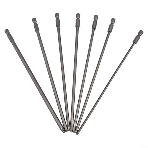 Ultra Long 7-Piece Screwdriver Bits Set PH1 PH2 With Deep Reach 200mm Extra Length Drivers For Tough Jobs 6.35mm Hex Shank Mag Head High Quality Steel Power Tool Kit That Never Gets Slipped, 7 steel bits