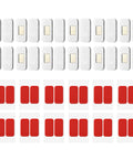 12 Pack No Drill Magnetic Cabinet Catches Ultra Thin Stainless Steel With Strong Adhesive, showing latches and red adhesive pads.