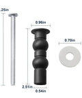 Hella Durable Top Mount Toilet Seat Hardware Kit For Skirted Toilets Packed With Rust Resistant Screws And Bolts showing mounting parts with sizes.