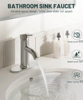 Brushed Nickel Single Hole Bathroom Faucet With One Handle, Boss Grade Modern Commercial Lavatory Vanity Sink Faucet in use