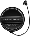 Chevrolet Buick Gas Cap Replacement GT364 95292260 with text "Tighten Until One Click" shown from top view.