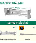 25 pack 5 inch gutter hangers with pre inserted screws hidden design for K style aluminum gutters heavy duty rust resistant brackets