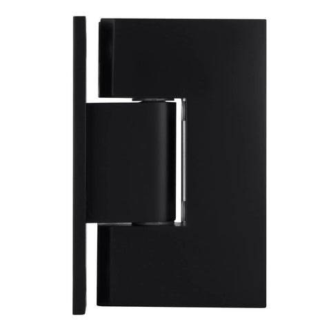 Vienna 037 Series Matte Black Wall Mount Shower Door Hinge for three eighths to one half inch glass, side view
