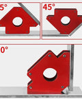 Welding Table Fixture Pins Kit For Shop Fixturing 12 Pieces showing red angle clamps at 45 and 90 degrees on metal bars.