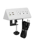 Edge Mount Power Strip With USB-C Ports And 4 Fast-Charging USB Ports, Desk Clamp Surge Protector shown with 3 AC outlets