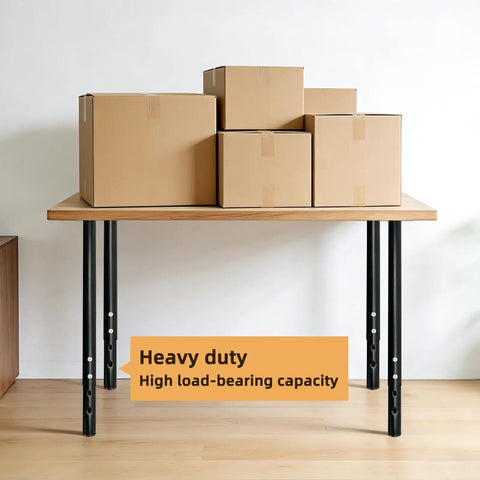 Adjustable Metal Table Leg Set 24 To 40 Inches Black Finish For Home Office DIY Desks And Workbenches 4 Pack With 0.6 Inch Fine Leveling