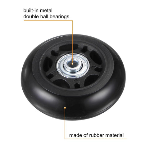 Road Ready Replacement Luggage Wheels For Suitcase Repair Kit With PU Bearing Rollers and Wrench, rubber wheel with double ball bearings.