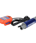 Cordless Fuel Transfer Pump 18V with compact design, aluminum body, and control switch, ideal for efficient fluid transfer on job sites.