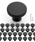 30 Pack Matte Black Cabinet Knobs And Drawer Pulls, Solid Zinc Alloy, 1.18 Inch Top Diameter, 0.5 Inch Base, 0.86 Inch Height, For Cabinets, Dressers And Closets, Durable Modern Hardware To Upgrade Your Cabinet Look, with screws