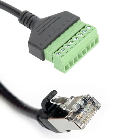Two Pack RJ45 To 8 Pin Screw Terminal Block Adapter For Cat5 Cat6 Cat7 Ethernet Extender CCTV RJ45 Male Plug To 8 Pins Connector