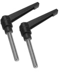 Top Shelf Two Pack Black Clamping Lever Handles With M8 Thread And Snappy Quick Release Button For Fast Machine Setup And Solid Workpiece Holding, showing black handles with M8 threads.