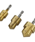 Grab These 3 Pack Ppr Lift Step Bits With 20 25 And 32 Mm Reamers To Smooth Pipe Ends Fast And Easy For Plumbing Jobs That Need Quality Steel Durability. 3 brass PPR reamer drill bits, 18 24 31 mm, with 1/4in shank