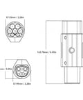 Heavy Duty EV Charging Adapter For Type 2 Connectors dimensions diagram showing detailed measurements and design.