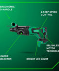 36V Cordless SDS Plus Rotary Hammer D Handle Tool Body Only With Brushless Motor Beats Through Concrete 2.3 ft Lbs Impact