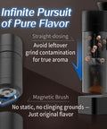 Heavy Duty Premium Electric Burr Coffee Grinder With Rock Solid 48mm Calibration For Epic Espresso Pulls And Fresh Morning Brews In Classic Champagne Gold Finish with straight dosing and magnetic brush