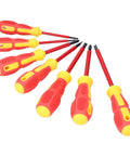 Insulated 7 Piece Screwdriver Set With Ergonomic Non Slip Handles And Magnetic Tips For Electricians Easy Grip And Fatigue Reduction Chrome Steel Shafts For Reliable Electrical Repair And Maintenance, insulated hand grips