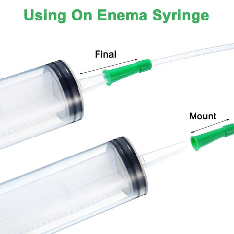 Clear PVC enema tubing with green connector tip (12 Fr); replacement hose for syringe