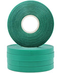 Green Plant Tie Tape Rolls 6 Mil Thick Half Inch Wide 200 Feet Each for Large Tapeners stacked for securing vines and trees