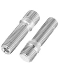 Upgrade Your Ride With Premium Lug Wheel Studs Kit Perfect For VW GTI Jetta And Passat Ensures Rock Solid Hub Connection And Max Durability For Safe Driving On Any Road Condition. Two silver steel wheel studs, threaded automotive hub bolts.